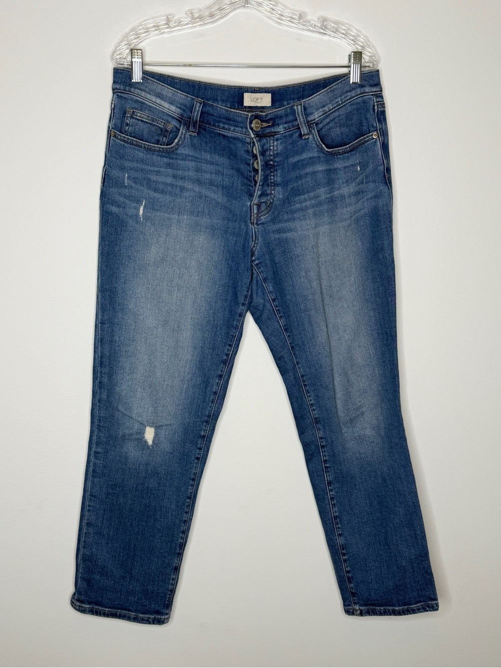 Loft Outlet Button Fly Distressed Boyfriend Jeans